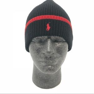 Polo Ralph Lauren Wool Black & Red Beanie